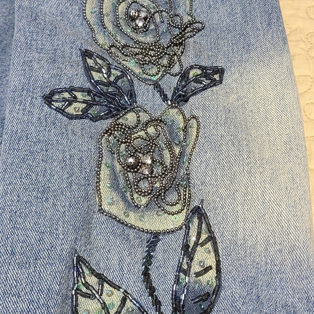 Vintage Kaity floral denim jacket size L - Picture 4 of 11